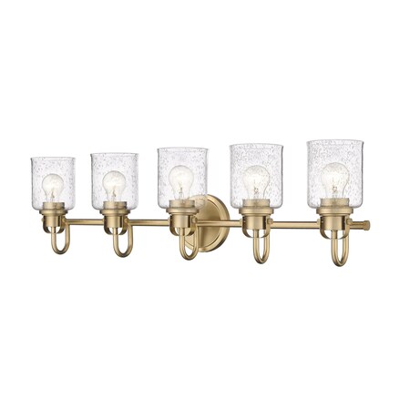 Z-Lite Kinsley 5 Light Vanity, Heirloom Gold And Clear Seeded 340-5V-HG